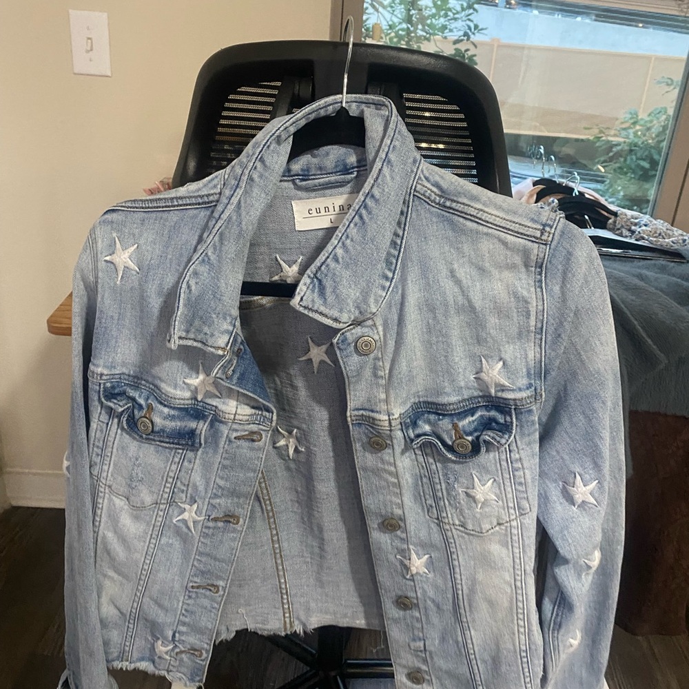 Eunina Light Blue Denim Jacket with Star Detail